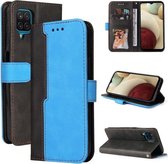 Voor Samsung Galaxy A12 5G/M12/F12 5G Zakelijke Stiksels-Kleur Horizontale Flip PU Lederen Case met Houder & Kaartsleuven & Fotolijst (Blauw)