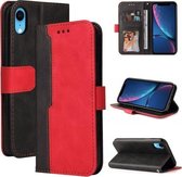 Zakelijke stiksels-kleur horizontale flip PU lederen tas met houder & kaartsleuven & fotolijst voor iPhone XR (rood)