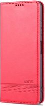 Voor Samsung Galaxy A22 5G AZNS Magnetische Kalf Textuur Horizontale Flip Leather Case met Kaartsleuven & Houder & Portemonnee (Rood)