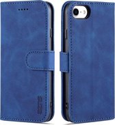 AZNS Skin Feel Calf Texture Horizontal Flip Leather Case met kaartsleuven & houder & portemonnee voor iPhone 7/8 / SE (2020) (blauw)