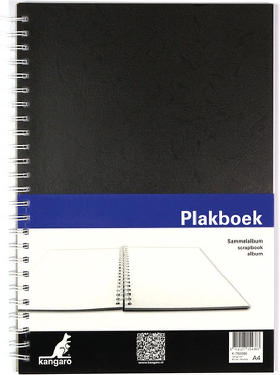 Kangaro plakboek - A4+ - 120 grams - 80 pagina's - zwart - K-750090 - Kangaro