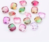 Pointed Back Glass Rhinestone Cabochons, Vierkant, Mixed Color, 10x10x6mm, 15 stuks