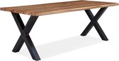 Feel Home - 200x100 Eettafel - Industrial Treelog Oak - X Frame