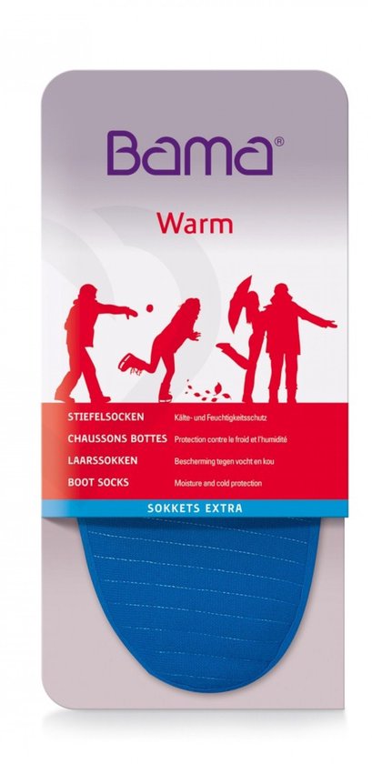 Bama Warm SOKKETS EXTRA, blauwe insteekzool met verticale ribbels.
