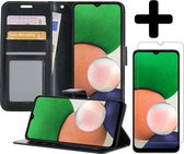 Samsung A22 Hoesje Book Case Met Screenprotector 5G Versie - Samsung Galaxy A22 Case Hoesje Wallet Cover - Samsung A22 Hoesje Met Screenprotector 5G Versie - Zwart