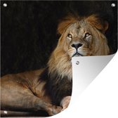 Poster Jardin Lion - Zwart - Animaux sauvages - 200x200 cm - Toile jardin - Poster extérieur