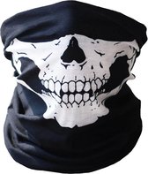 Skull colsjaal zwart wit - col sjaal mondkapje masker doodskop skelet motor