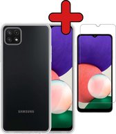 Samsung A22 Hoesje 5G Versie Transparant Siliconen Case Met Screenprotector - Samsung Galaxy A22 Hoes Silicone Cover Met Screenprotector - Transparant