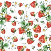 Ambiente Strawberries All Over White papieren servetten