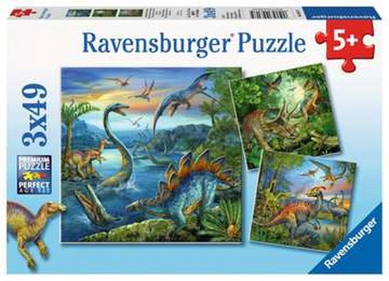 Ravensburger Dinosauriërs Puzzelset | 3 x 49 Stukjes