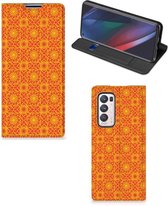 Telefoonhoesje OPPO Find X3 Neo Wallet Case Batik Orange