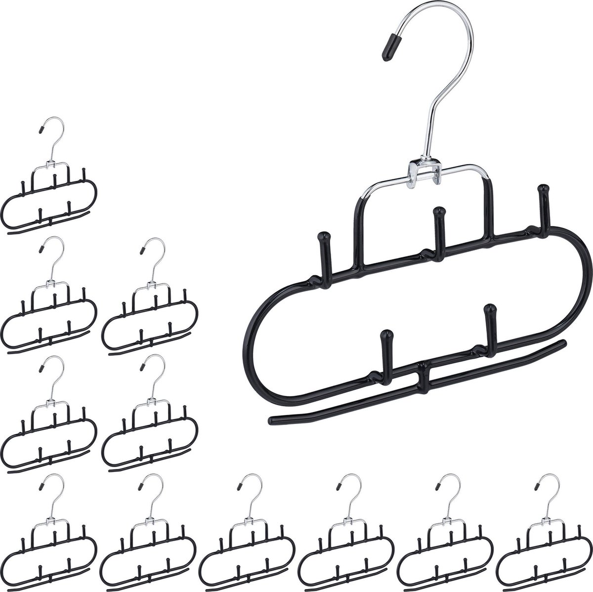 12x riemhouder - riemhanger - stropdashouder - stropdashanger - zwart - metaal