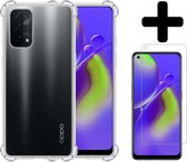 OPPO A74 5G Hoesje Transparant Shockproof Case Met Screenprotector - OPPO A74 Case Hoesje - OPPO A74 5G Hoes Cover Met Screenprotector - Transparant