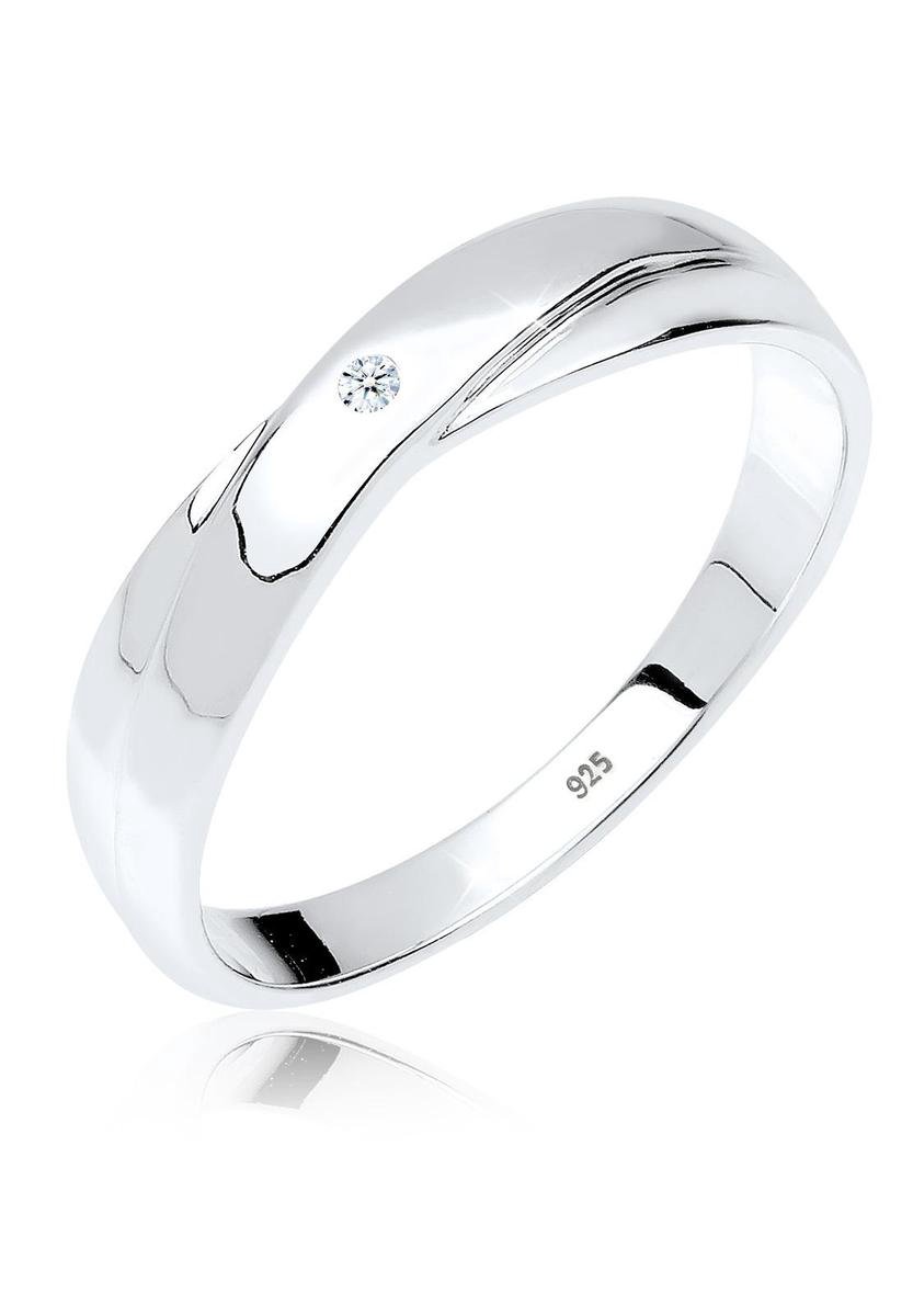 Elli PREMIUM - Ring - Dames Elegante Engagement met Diamant (0,02 ct.) in 925 Sterling Zilver - Dames