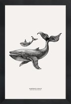 JUNIQE - Poster in houten lijst Humpback Whale -40x60 /Grijs & Ivoor