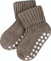 Catspads Cotton Slofsokken voor meisjes en jongens zacht kort warm dik comfortabel neutral met rubberen zool noppen rib  Zacht Bruin Baby sokken - Maat 74-80