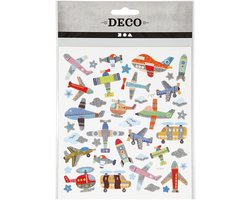 Stickers, vliegtuigen en helicopters, vel 15x16,5 cm, ca. 42 stuk, 1 vel