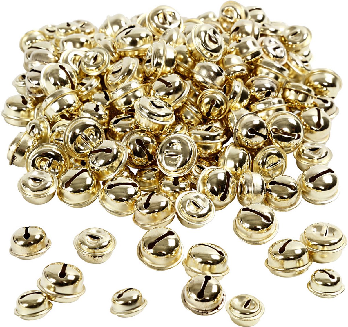 Belletjes, d 13+15+17 mm, goud, 220 div/ 1 doos