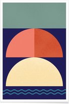 JUNIQE - Poster Setting Sun -13x18 /Blauw & Rood