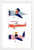 JUNIQE - Poster in houten lijst Aeroplane Race -30x45 /Grijs