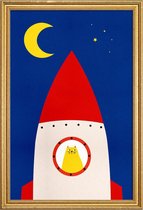 JUNIQE - Poster met houten lijst Off to Space -40x60 /Kleurrijk