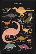 JUNIQE - Poster met kunststof lijst Dinosaur Friends II -13x18