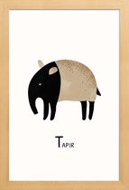 JUNIQE - Poster met houten lijst Tapir -13x18 /Grijs & Ivoor