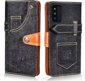 Voor Samsung Galaxy F52 5G / SM-E5260 Denim Horizontale Flip Lederen Case met Houder & Kaartsleuf & Portemonnee (Zwart)