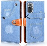 Voor Xiaomi Redmi Note 10 Pro 5G Denim Horizontale Flip Lederen Case met Houder & Kaartsleuf & Portemonnee (Lichtblauw)