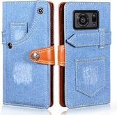Voor Sharp Aquos R6 Denim Horizontale Flip Lederen Case met Houder & Kaartsleuf & Portemonnee (Lichtblauw)