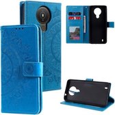 Voor Nokia 1.4 Totem Bloem Reliëf Horizontale Flip TPU + PU Lederen Case met Houder & Kaartsleuven & Portemonnee (Blauw)