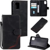 Voor Samsung Galaxy A71 5G Driekleurige Stiksels Kalf Textuur Horizontale Flip Lederen Case met Houder & Kaartsleuven & Portemonnee (Zwart)