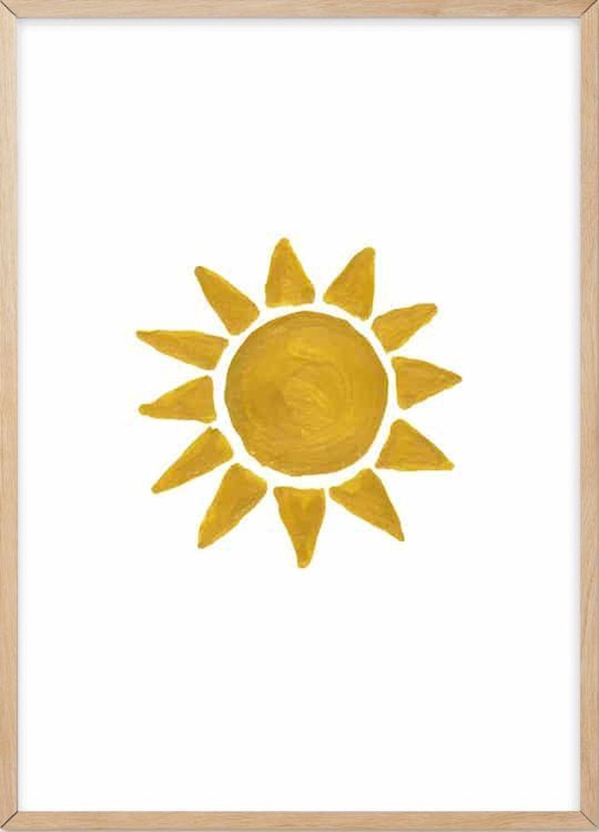 Poster Met Eiken Lijst - Getekende Zon Poster