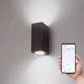 Lednify WiZ Connected Smart WiFi LED GU10 5W CCT en Wandlamp Selma - Zwart - IP44