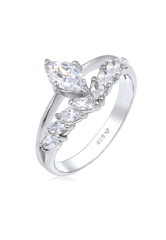 Elli PREMIUM Dames Ring Elli PREMIUM Ring Dames Fonkelend Elegant met zirkonia kristallen in 925 sterling zilver Verguld