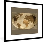 Fotolijst incl. Poster - Wereldkaart - Wereldbol - Retro - 40x40 cm - Posterlijst