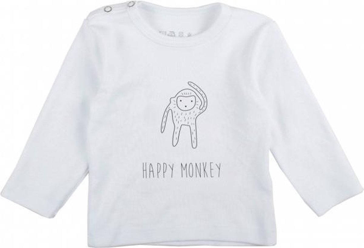 Plum Plum - T-shirt lange mouwen - Happy Monkey - Wit