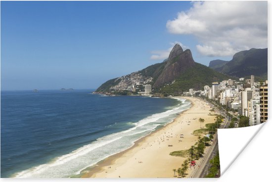 Poster Ipanema-strand in het Braziliaanse Rio De Janeiro tijdens een zonnige dag - 90x60 cm