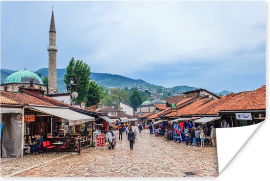 Poster Oude Bosnische marktplaats van Sarajevo - 120x80 cm