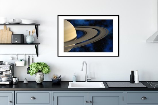 Photo encadrée - Cadre photo Saturne contre un ciel bleu foncé 90x60 cm - Affiche encadrée (Décoration murale salon / chambre)