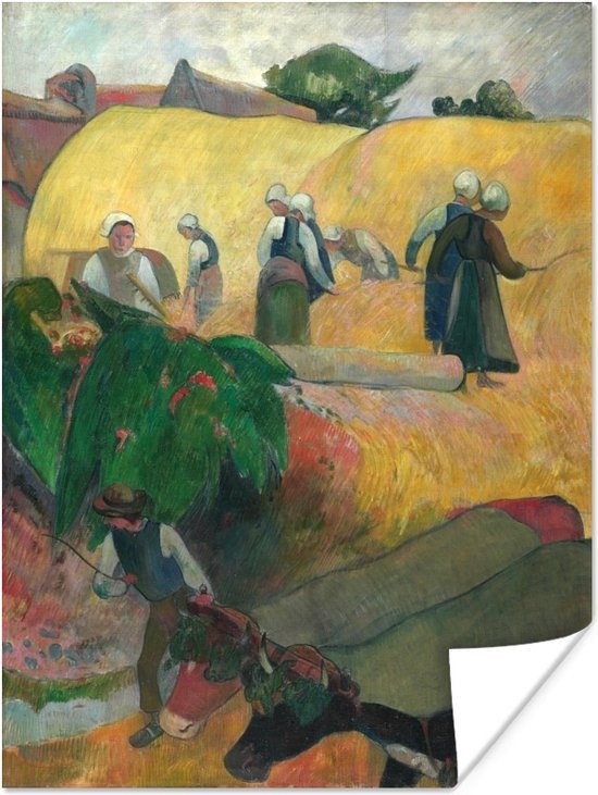Poster Oogst in Bretagne - Schilderij van Paul Gauguin - 30x40 cm