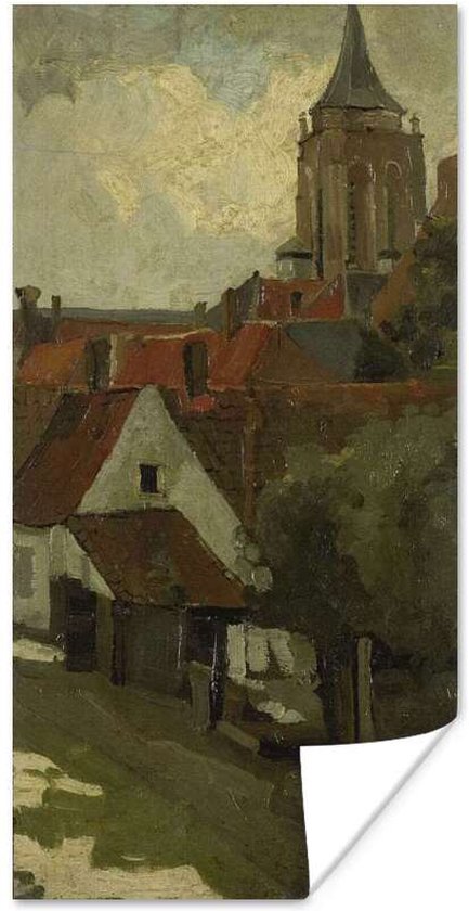 Poster De toren van Gorkum - Schilderij van George Hendrik Breitner - 20x40 cm