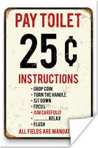 Wc poster met de tekst pay toilet poster 40x60 cm - Foto print op Poster (wanddecoratie woonkamer / slaapkamer)