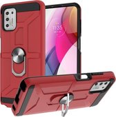 Voor Motorola Moto G Stylus 2021 War-god Armor TPU + PC Schokbestendige magnetische beschermhoes met ringhouder (rood)