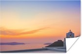 Zonsondergang op het Griekse eiland Santorini poster papier 180x120 cm - Foto print op Poster (wanddecoratie woonkamer / slaapkamer) / Zee en Strand XXL / Groot formaat!