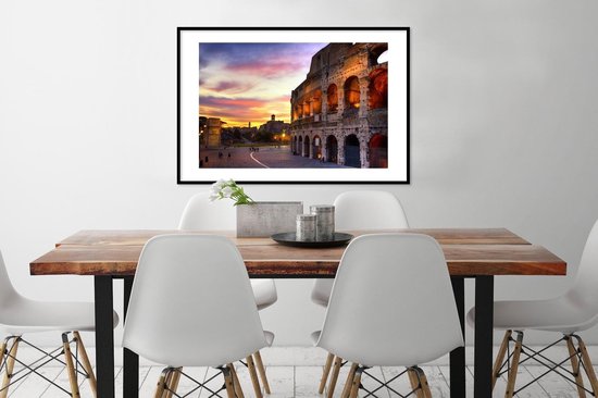 Fotolijst incl. Poster - Het Colosseum in Rome bij een zonsondergang - 90x60 cm - Posterlijst
