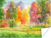 Une illustration colorée d'arbres poster 40x30 cm - petit - Tirage photo sur Poster (décoration murale salon / chambre) / Arbres Poster