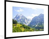 Fotolijst incl. Poster - Panorama over de berg Junfrau bij Eiger in Zwitserland - 120x80 cm - Posterlijst