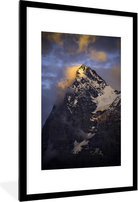 Fotolijst incl. Poster - Bewolkte Eiger bij zonsondergang in Zwitserland - 60x90 cm - Posterlijst