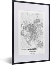 Fotolijst incl. Poster - Stadskaart Groningen - 40x60 cm - Posterlijst - Plattegrond
